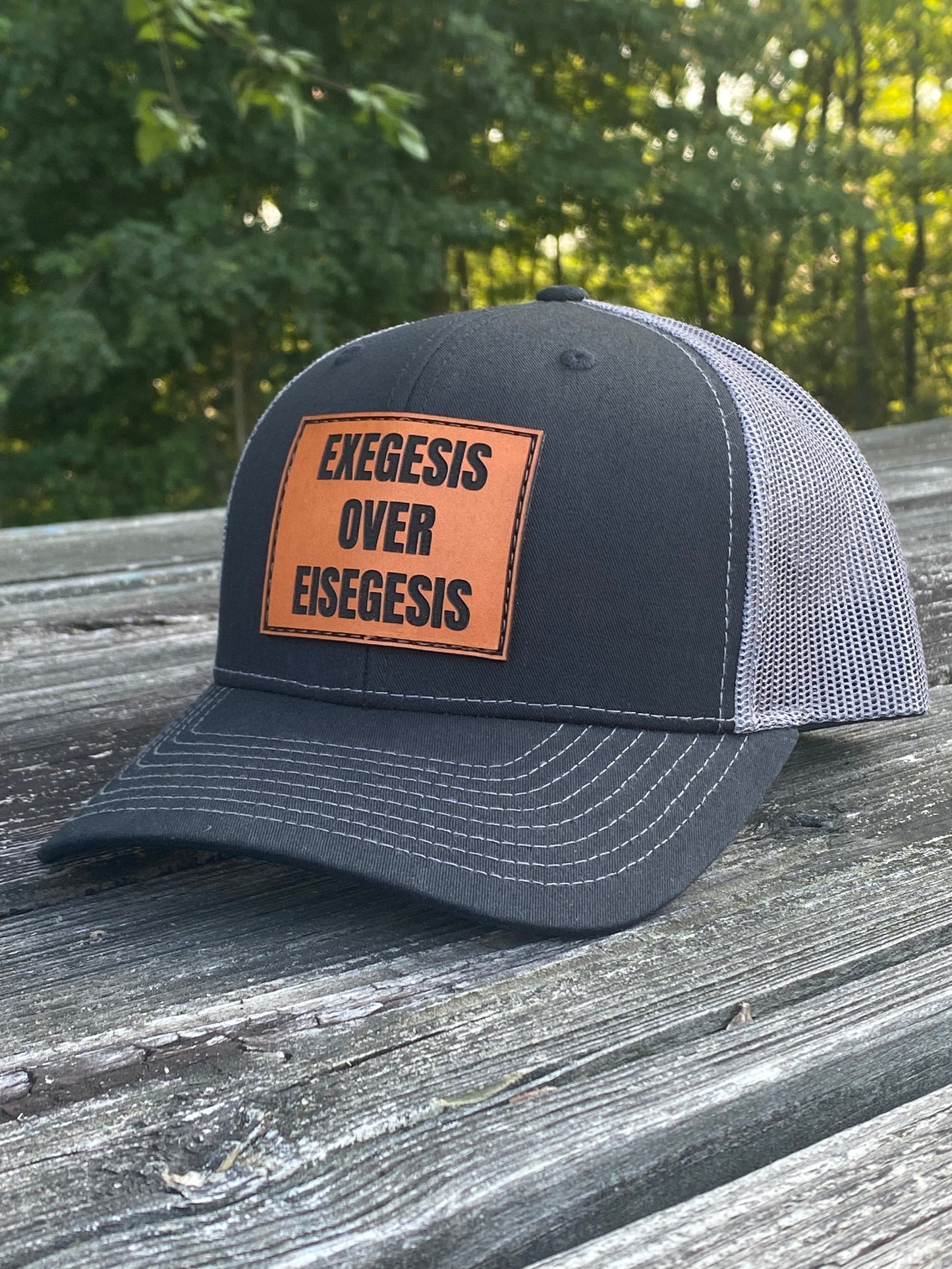 Exegesis Over Eisegesis - Snapback Leather Patch Trucker Cap